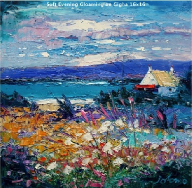 Soft Evening Gloaming on Gigha 16x16  SOLD